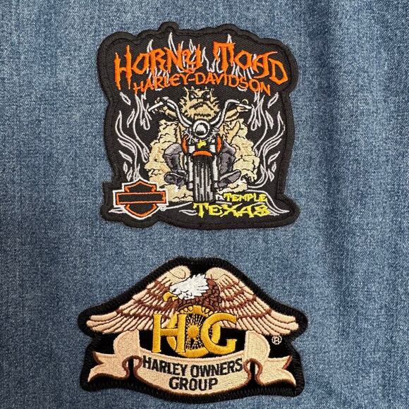 Vintage Harley Davidson Denim Vest w/ Various Biker Patches & Pins, Men's Medium - Picture 8 of 11